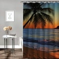 thumbnail image 2 of Orinice  Hawaiian Shower Curtain, Pacific Sunrise at Lanikai Beach Hawaii Wavy Ocean Surface Colorful Sky Scene, Cloth Fabric Bathroom Decor Set with Hooks,  60x72, 2 of 7