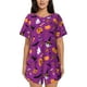 thumbnail image 1 of Fotbe Halloween2 Conjunto de Pijama Estampado para Mujer, 2 Piezas, Ropa de Dormir con Camiseta de Manga Corta y Shorts Suaves-Small, 1 of 6