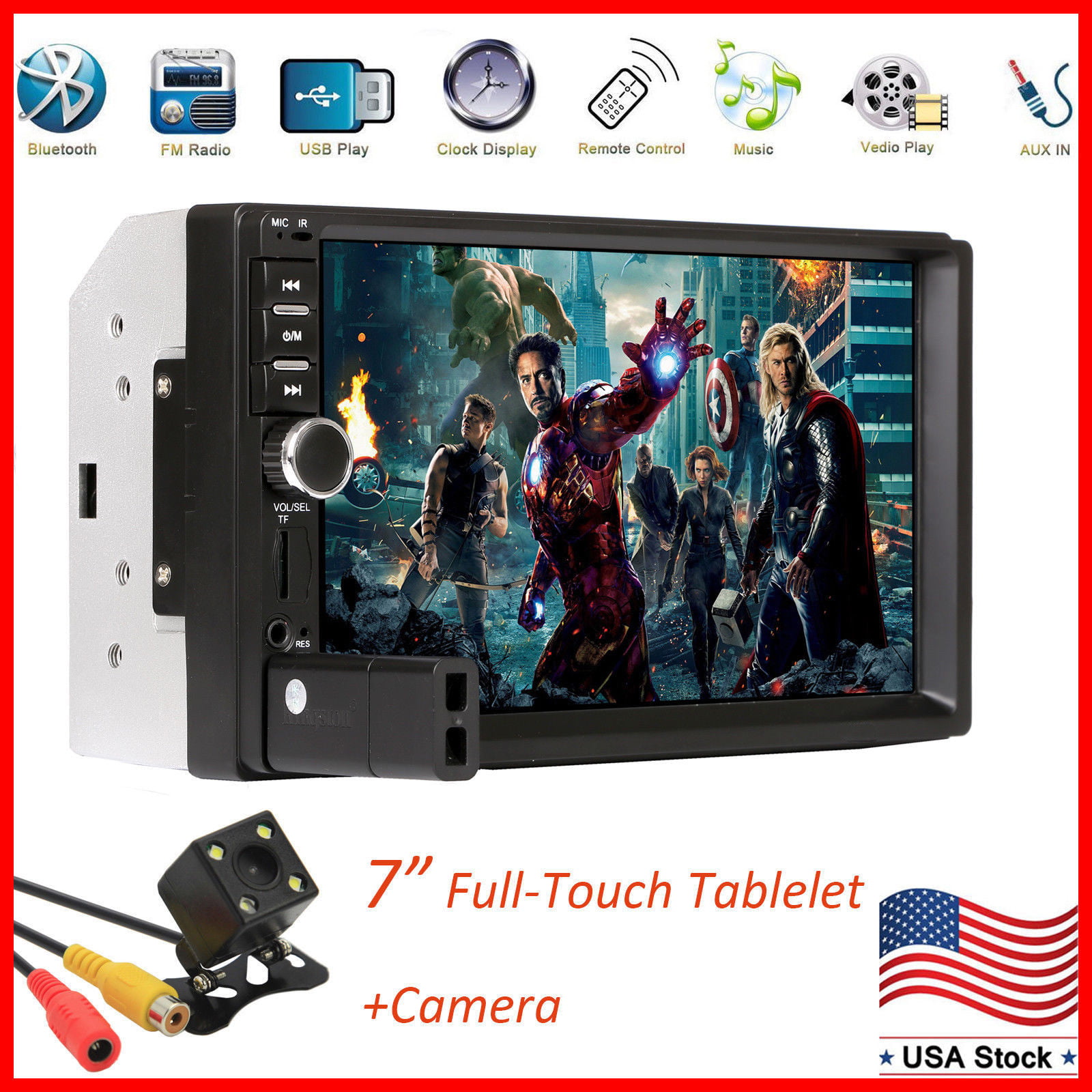 2347 HD 7 Inches 2Din Car Bluetooth Touch Screen Stereo MP5 Player Waterproof