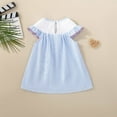 thumbnail image 4 of LIIPEE Girls Back To School Dresses Cartoon Embroidery Short Sleeve Round Neck Striped Sundress Infant Versatile Daily Dress,Blue,12-18 Months, 4 of 7