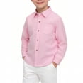 thumbnail image 6 of hoksml Boys Long Sleeve Solid Button Down Shirt Cotton Blend Casual Collared Top for School and Everyday Wear, 6 of 7