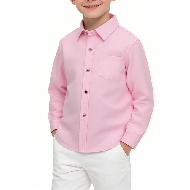 Odeerbi Camisa de Vestido de Algodón de Chicos y Niñas Lindas Camisas de Uniforme Escolar de Manga Larga Bordadas Con Bolsillo