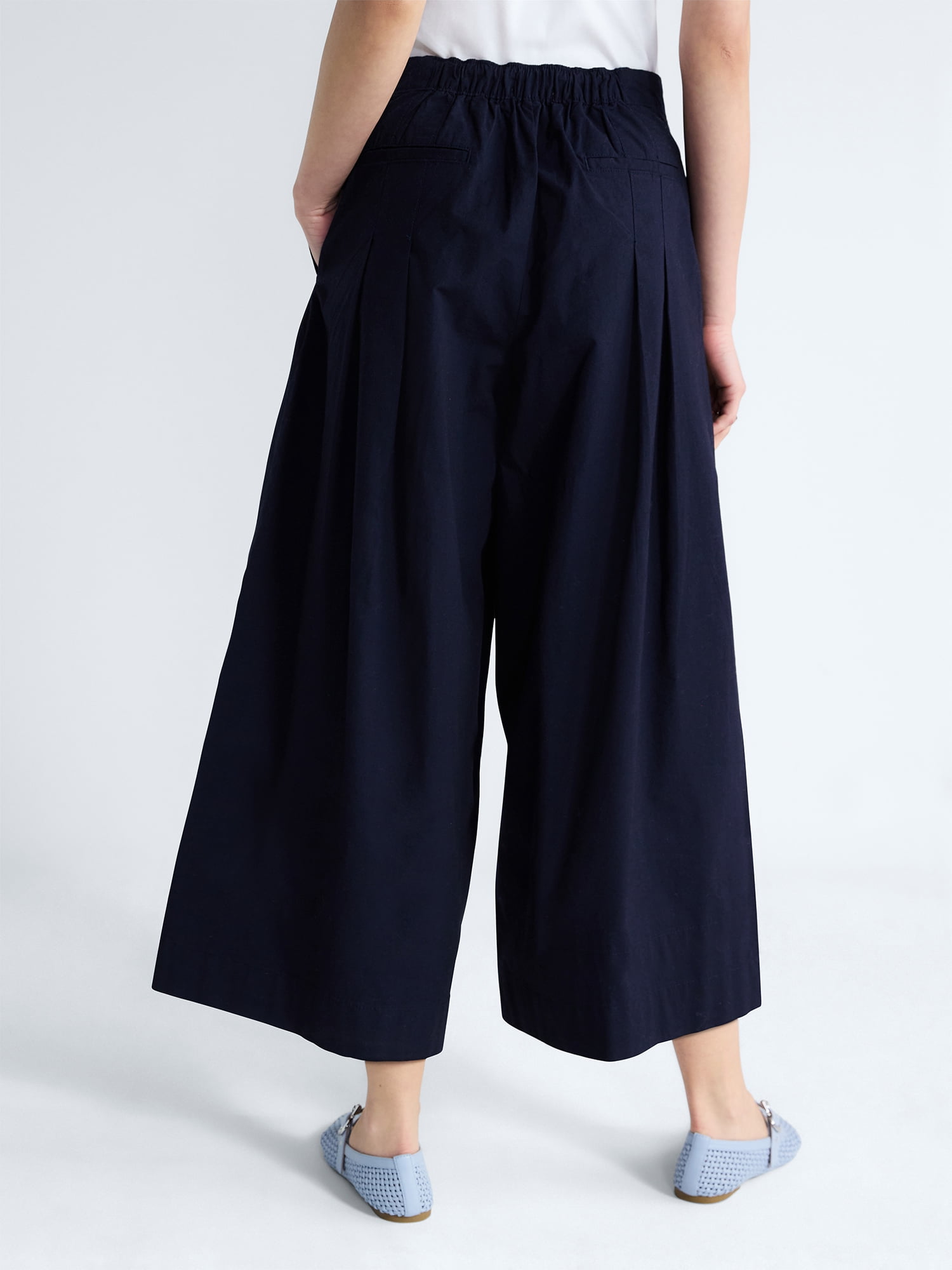 Free Assembly Women's and Women's Plus High Rise Wide Leg Pleated Culotte Pants, Sizes XS-XXL