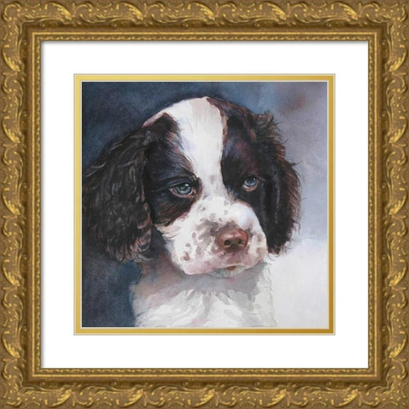 Fagan, Edie 12x12 Gold Ornate Wood Framed with Double Matting Museum Art Print Titled - Minnie Springer Spaniel