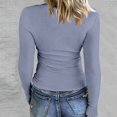 thumbnail image 6 of Fonma Womens Long Sleeve Stretch Crewneck Ribbed T-Shirt Fitted Casual Basic Tops Gray L, 6 of 6