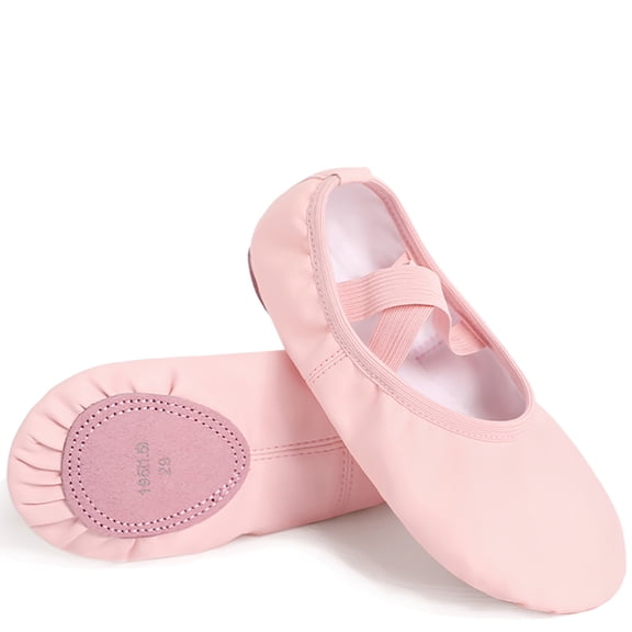 HWJAD Soft Leather Ballet Shoes for Toddler Little Kid/Big Kid Girls Boys Lace-Free Dance Slippers Ballerina Shoes