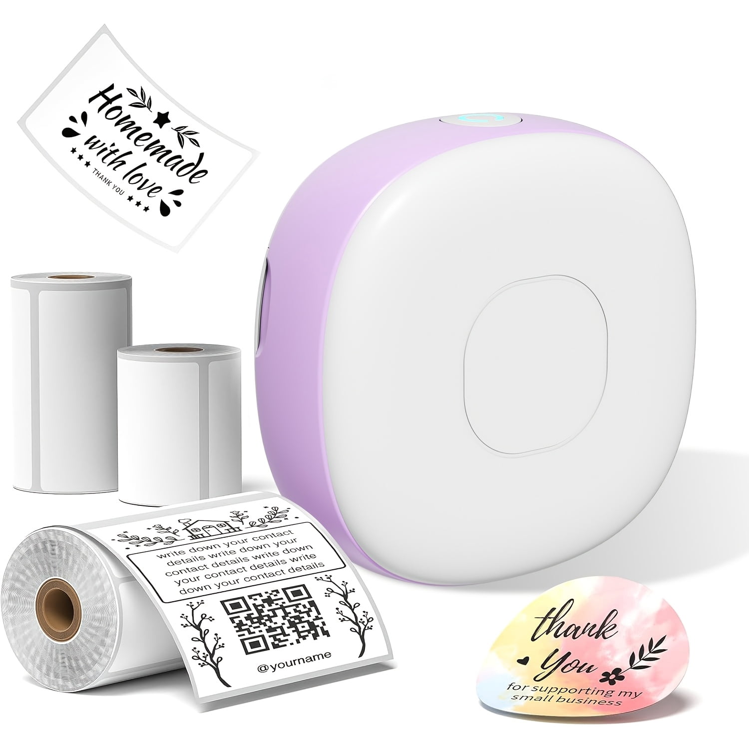 Pocket Sticker Printer, Portable Mini Printer, Ink Free Wireless Sticker Maker, with 3 Rolls of Paper, Portable Label Printer, Suitable for Photos, Diaries, Notes, Memos, Diaries, Gifts, Suitable for