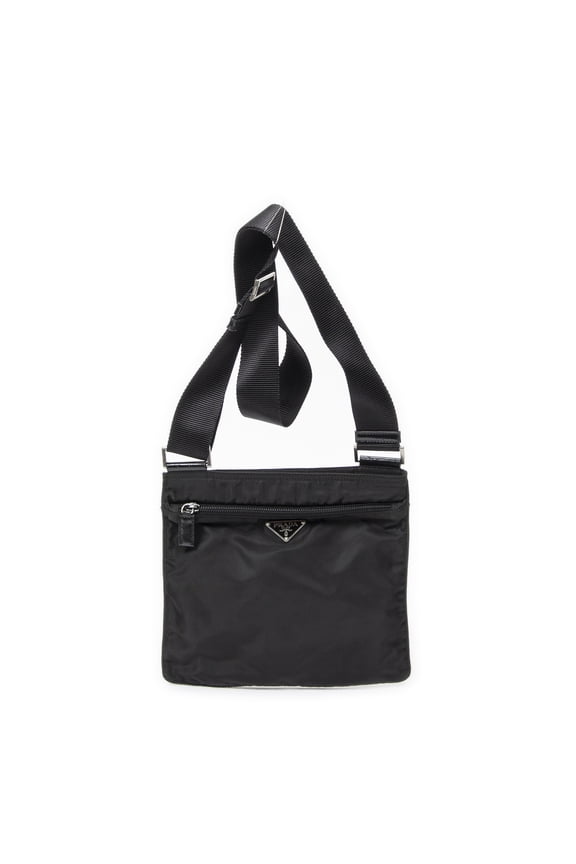 Pre-Owned Prada Black Small Flat Crossbody Shoulder Bag Nylon Canvas