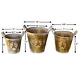 thumbnail image 2 of S/3 Metal Buckets Planters With Handles Lone Star Tarnished Gold Design Decorative Distressed Rustic Bathroom Garden Utility Organizer Indoor Outdoor, 2 of 5