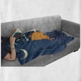 thumbnail image 6 of I Love You Soft Flannel Fleece Blanket, Love Cats on the Roof Under Night Sky Moon Stars Caricature Kitty Image, Cozy Plush for Indoor and Outdoor Use, 50" x 70", Petrol Blue Ivory, by Ambesonne, 6 of 6