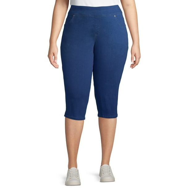 Terra & Sky - Terra & Sky Women's Plus Size Stretch Pull On Denim Capris - Walmart.com - Walmart.com