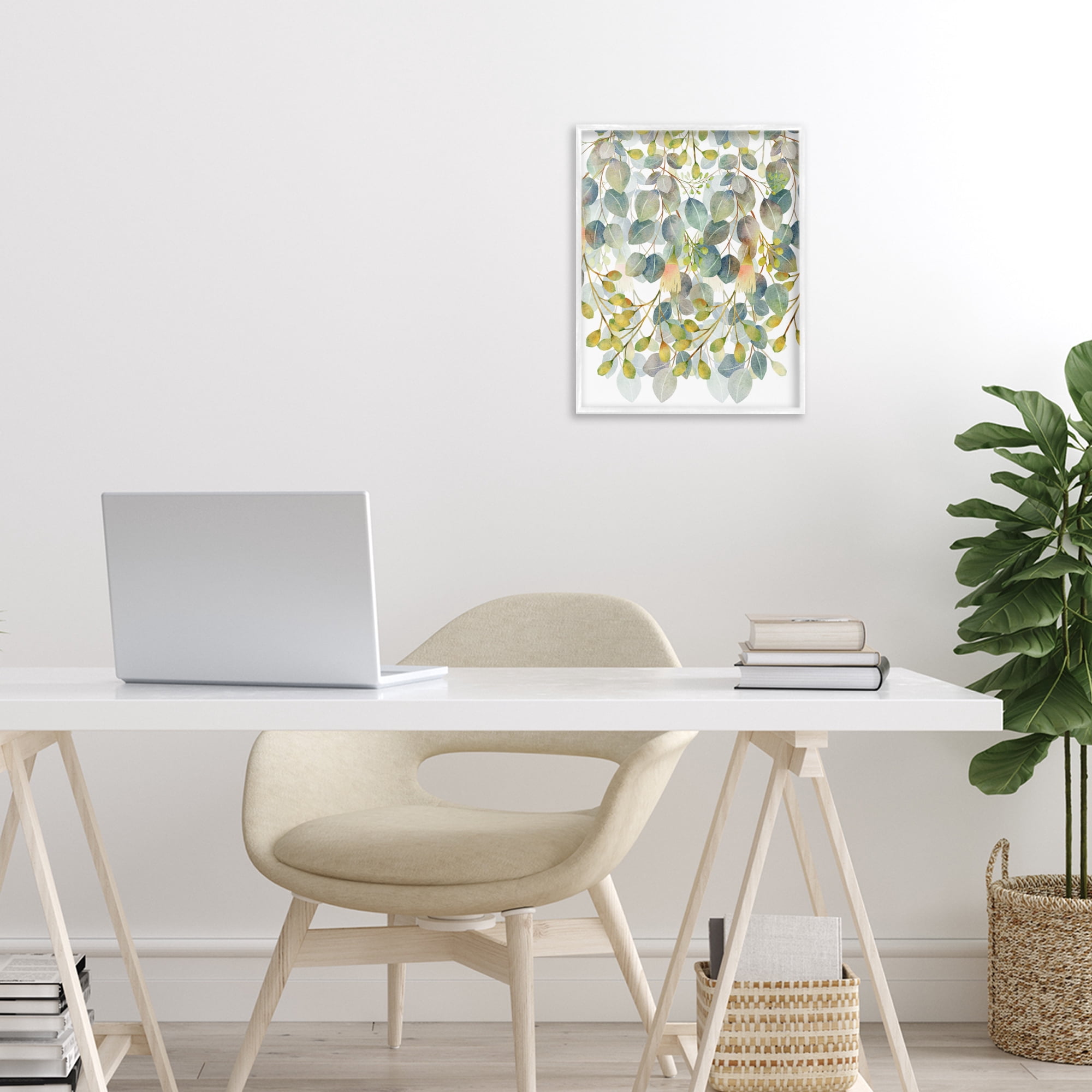 Stupell Industries Hanging Layered Botanicals White Framed Giclee Art, design by Marcus Prime