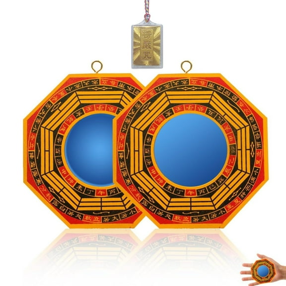 Topboutique Traditional Chinese Feng Shui Concave Mirror & Convex Bagua Mirror,2 Pcs 4 inch Bagua Mirror for Feng Shui, for Active and Passive Energy Protection
