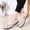 Beige, variant on Women Hollow Floral Cutout Leather Mule Slides Closed Toe Casual Flat Shoes Beige 6