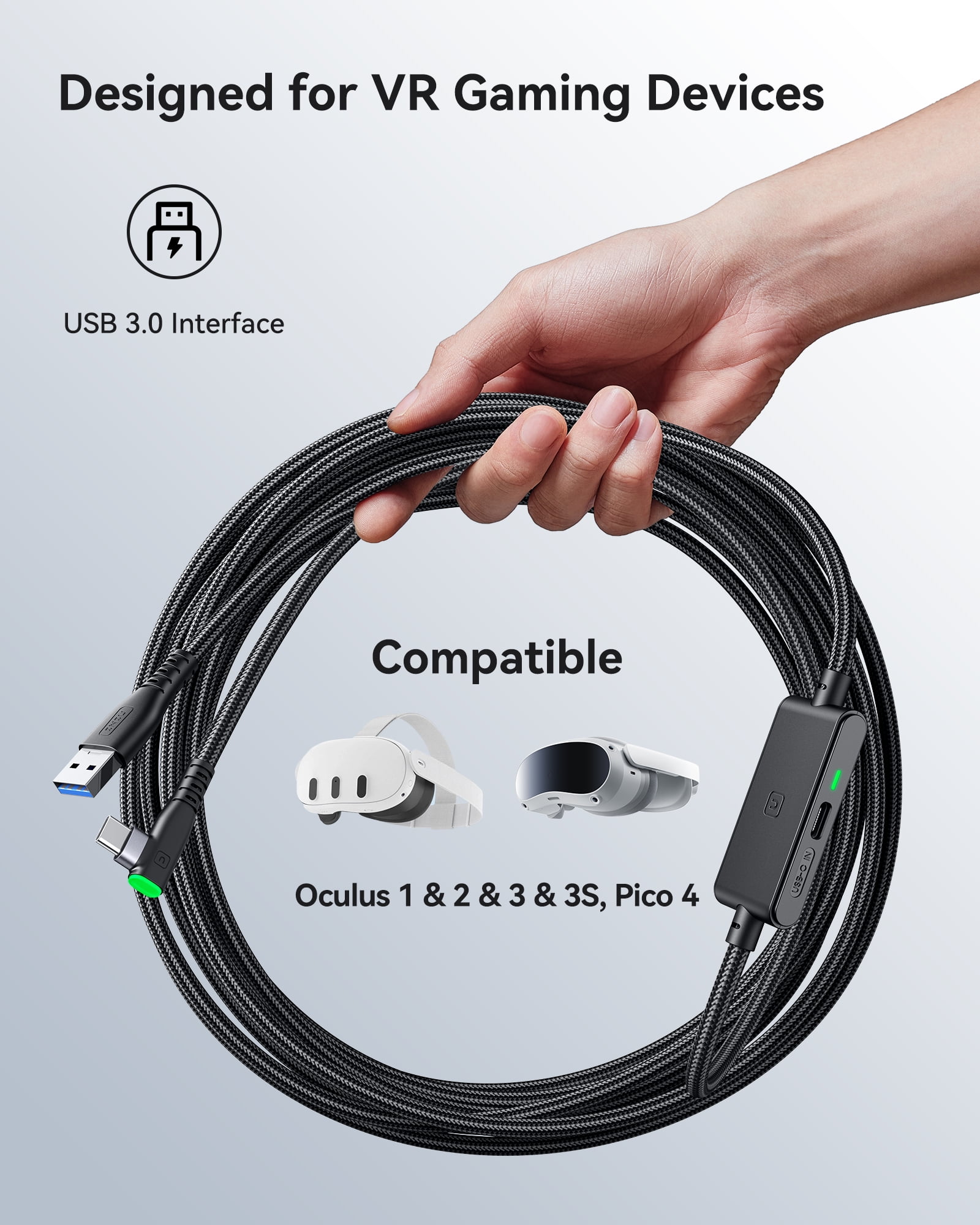 INIU 16FT USB 3.0 Type-C Link Cable [1 Pack] for Meta Quest 2/3 Pro and PC VR Gaming
