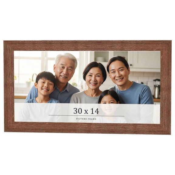30x14 Frame Brown Farmhouse Solid Wood Picture Frame Width 1.5 Inches | Interior Frame Depth 0.5