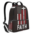 thumbnail image 2 of Lsque USA Flag Cross Pattern Backpack – School Travel Canvas Daypack with Ergonomic Padded Straps, Multiple Compartments & Leather Handle, 2 of 5