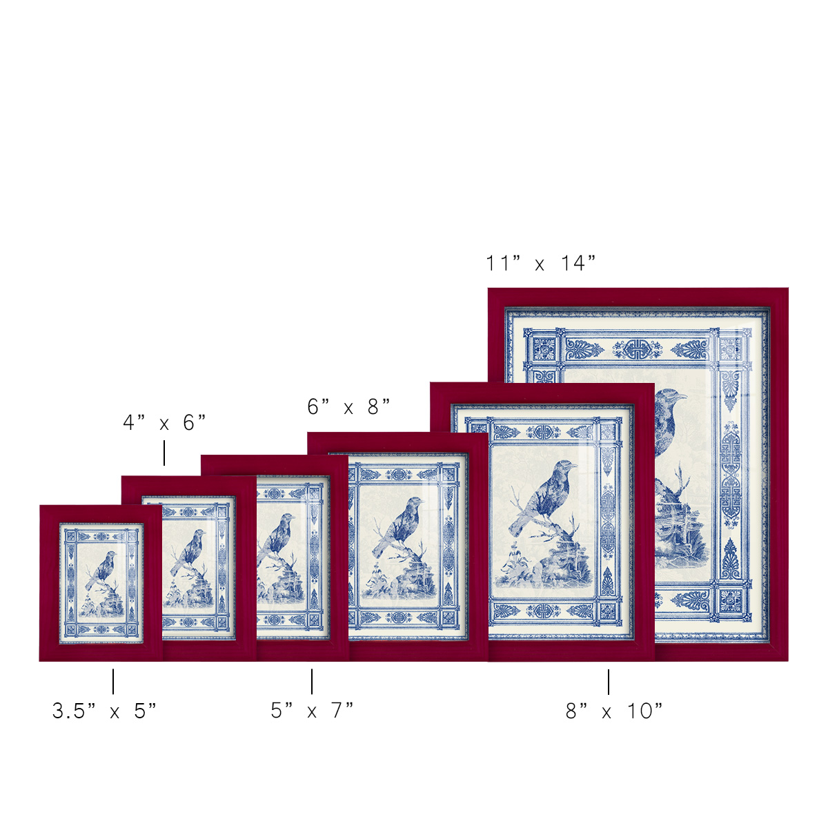 Toile de Jouy I -Framed Print w/glass-Cherry Red