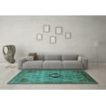 thumbnail image 3 of Ahgly Company Machine Washable Indoor Square Oriental Turquoise Blue Industrial Area Rugs, 5' Square, 3 of 4