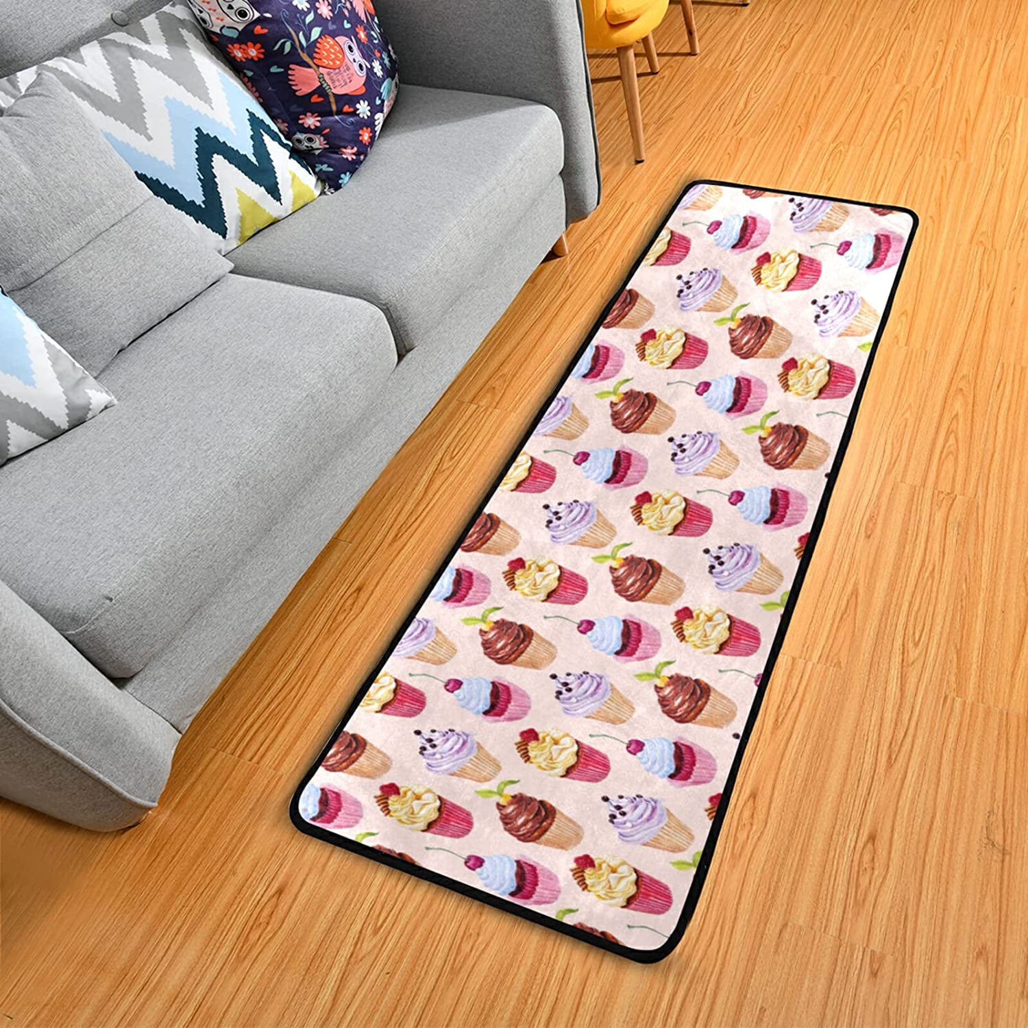 Low Pile Rug Cute Floral in The Small Flower Seamless Texture Elegant Template Non-Slip Soft Area Carpet Doormats Runner Rugs Mat Indoor Outdoor Home Decor for Living Room Bedroom Kids Room