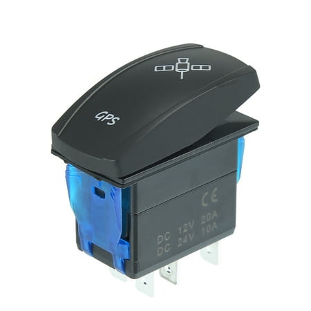 12V/24V Blue LED GPS Rocker Switch Kit On-Off 5 Pins Waterproof for the ...