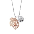 thumbnail image 2 of Delight Jewelry Acrylic Medium Triple Leaf Mixed Brown and Yellow Silvertone Script Initial Disc - Z - Charm Necklace, 20"+3", 2 of 4