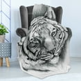 thumbnail image 4 of Sketchy Soft Flannel Fleece Throw Blanket, Hand Drawn Style Image of an Siberian Lion Head Art Print, Cozy Plush for Indoor and Outdoor Use, 50" x 60", Pale Grey White, by Ambesonne, 4 of 5