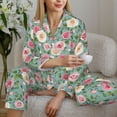 thumbnail image 4 of Goofa Rose Flowers Printed Women’s 2 Piece Pajama Set Super,Pajamas Women's Long Sleeve Sleepwear Soft Button Down Loungewear Pjs Lounge Set Nightwear-, 4 of 9