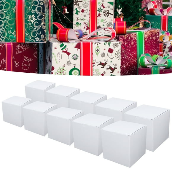10PCS Bridesmaid Gift Box Tetragonum DIY Groomsmen Gift Box with Ribbon Matte Recyclable Gift Boxes for Product Display White