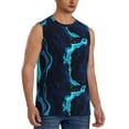 thumbnail image 2 of Bixox Men's Blue Marble And Gold Printed Shirt Sleeveless Fitness Tank Top-Medium, 2 of 7
