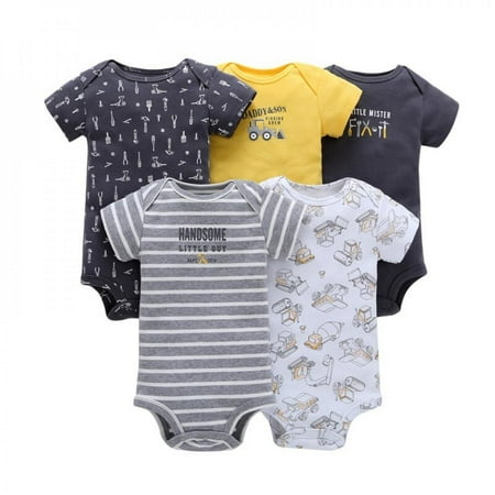 

Jandel 5Pcs/Set Newborn Baby Bodysuits Toddler Girls Floral Letter Print Jumpsuit Short Sleeve Infant Boys Casual Bodysuit Bodys