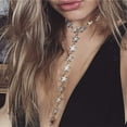 thumbnail image 3 of Rhinestone Star Bikini Harness Body Chain with Choker Sexy Belly Waist Chain Beach Nightclub Body Jewelry for Women and Girls (Silver), 3 of 4