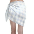 thumbnail image 2 of Disketp Blue Checkboard Women Swimsuit Cover Up Short Chiffon Summer Beach Sarong Bikini Wrap Skirt Bathing Suit, 2 of 7