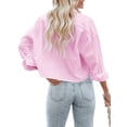 thumbnail image 4 of Women Button Down Cropped Shirts Long Sleeve Casual Solid Lapel Blouse, 4 of 5