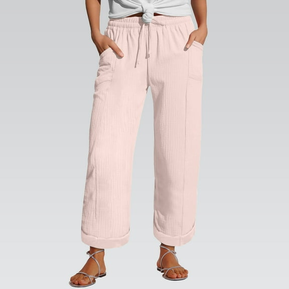 BILIKEYU Women's Lightweight Linen Summer Pants, womens pants, women's clothing, cargo pants women baggy