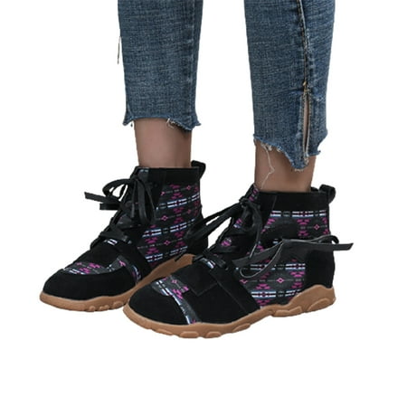 

Women Ankle Boots Retro Boho Flat Shoes Casual Motorcycle Shoes Vintage Easy to Put on Fashionable