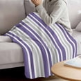 thumbnail image 3 of Purple Grey Stripe Blanket Soft Cozy Warm Twin Blanket for Bed, Plush Fuzzy Flannel Fleece Blankets for Sofa, Farmhouse Minimalist Striped Throw Blankets for Couch, Gifts for Men, 60"x80", 3 of 9