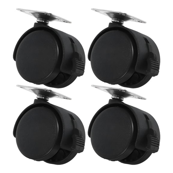ZEPARO 4-Pack Dual Wheel Swivel Furniture Casters with Fixed Plate (Black)