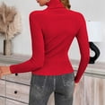 thumbnail image 4 of Aoiroe Womens Slim Fitted Mock Turtleneck TopsLightweight Long Sleeve Casual Trendy Tops Winter Clothes, Cute Tight Basic Tops Tee, Lightweight Casual Tunic Tops, Slim Fit Tops, Red S, 4 of 8