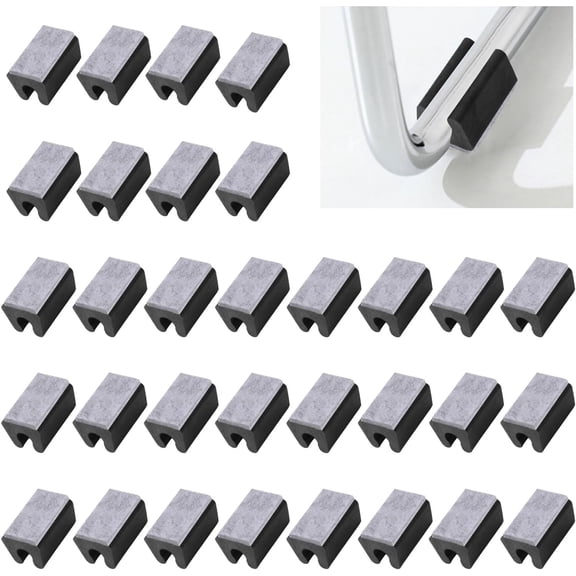 Chair Pads 30Pcs Plastic Chair Leg Floor Protectors with Felt Pads 8mm U Shaped Chair Tube Floor Protectors Non-Slip Rectangle Chair Legs Tips Caps for Round Sled Base Chair Leg (Black)