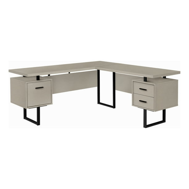 LSHAPED COMPUTER DESK CORNER / 3 STORAGE DRAWERS / REVERSIBLE 71"L
