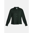thumbnail image 6 of Time and Tru Women's Linen Blend Button Front Cropped Top with Long Sleeves, Sizes XS-XXXL, 6 of 6