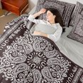 thumbnail image 4 of jejeloiu Boho Paisley 7pcs Queen Bedding For Men Women,Vintage Floral Print Bedding Comforter Set Queen,Brown White,Light Gray Reversible, 4 of 7