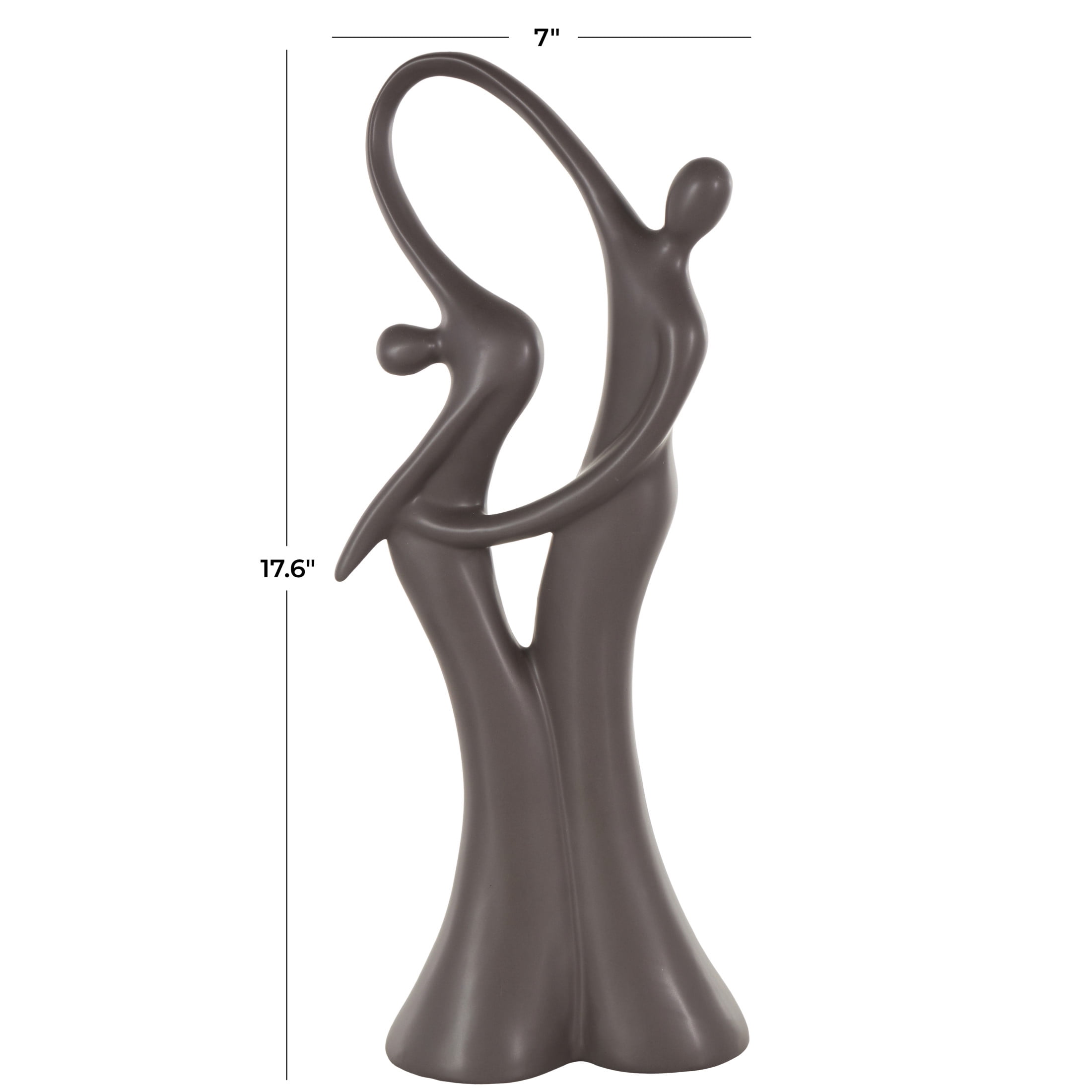 7" x 18" Black Ceramic Dancing People Sculpture, by DecMode
