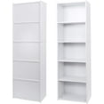 thumbnail image 5 of PRZL 5 Tier Open Bookshelf, 52 Inch Bookcase Storage Rack for CDs Movies Book, Freestanding Wood Open Bookshelf for Living Room Bedroom Study Office, White, 5 of 16