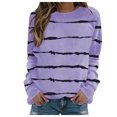 thumbnail image 2 of Jacenvly Womens Clothes Long Sleeve Fall & Winter New Arrivals Christmas Tops Fashion Misses Comfortable Comfortable Stripe Printed Round-Neck Blouses Tops T-Shirt, 2 of 6