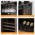 thumbnail image 6 of YUSAZENS Farmhouse Coffee Bar Cabinet with Sliding Barn Door, 70" Tall Buffet Cabinet with Wine Rack, Storage Shelves & Glass Holder, for Kitchen or Dining Room, Oak, 6 of 7