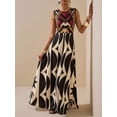 thumbnail image 6 of Black Geometric Print Sleeveless Maxi Dress For Summer Festival, Vacation, Beach, Street Style, 6 of 8