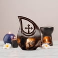 thumbnail image 7 of MUKTIVE Wolf Memorial Urns for Adult Male - Large Brown Funeral Urns for Human Ashes Adult Female - Cross Drop Burial Urn for Ashes for Women - Cremation Urn for Mom & Dad - 10 Inch, 7 of 7
