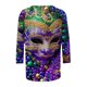 thumbnail image 5 of RKSTN Mardi Gras 3/4 Length Sleeve Womens Tops Oversized Crewneck Carnival Graphic Printed Three Quarter Sleeve T Shirt Women Casual Round Neck Funny Tuesday Carnival Party Loose Short Sleeve Shirt, 5 of 6